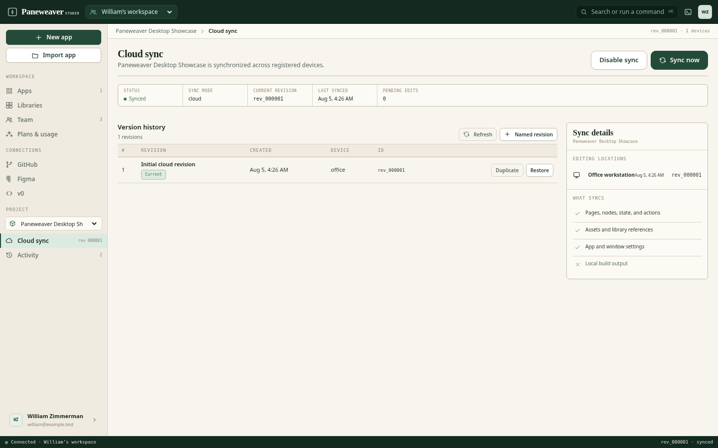 Paneweaver cloud and local project continuity workspace