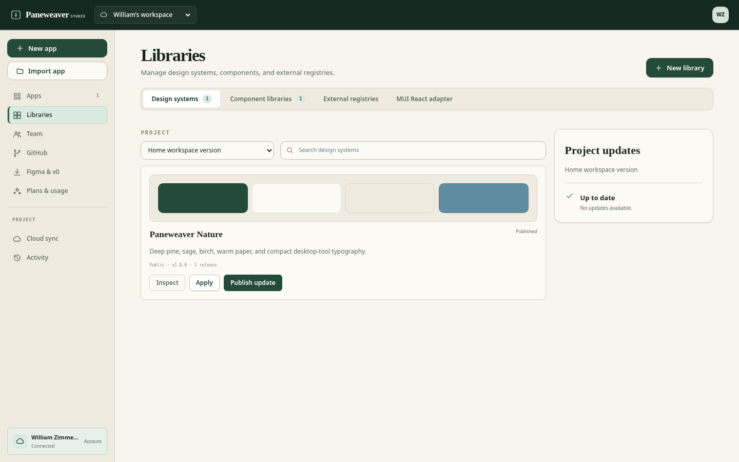 Paneweaver design system library for agency client projects