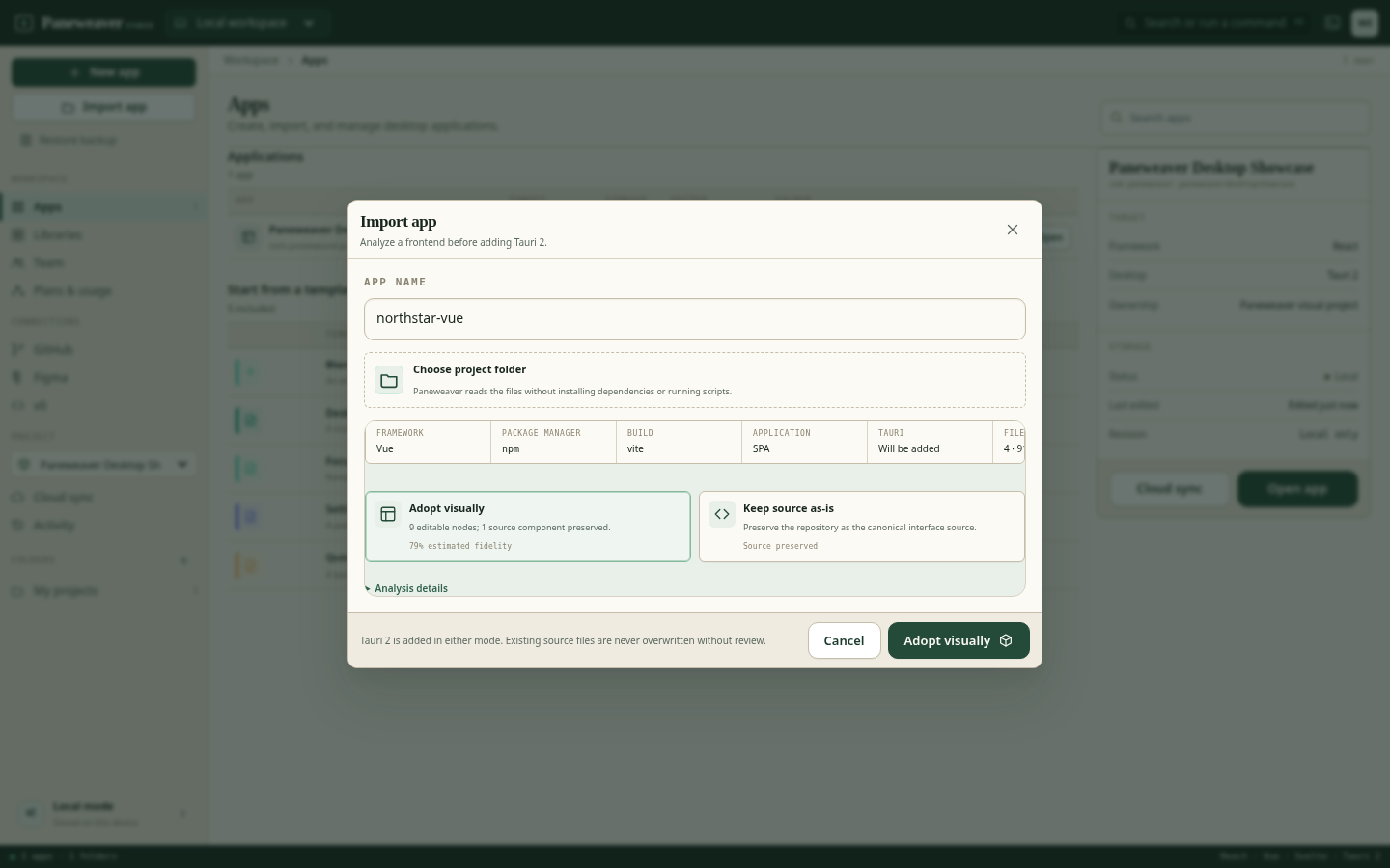 Existing frontend analysis in Paneweaver